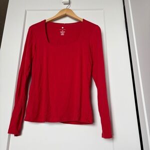 Tag Women's Red Long Sleeve Top - square neckline - medium